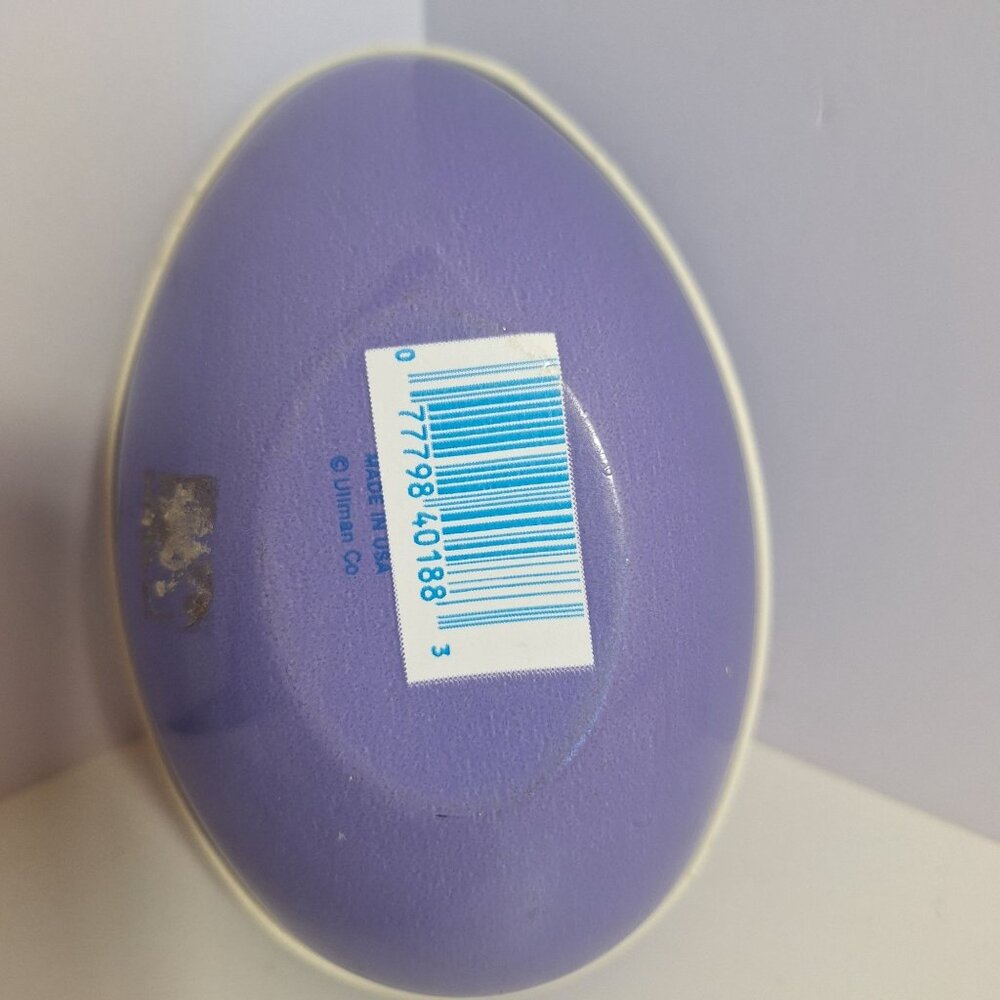 Easter Bunny Egg Basket Flowers Purple 5.5" Plastic Blow Mold Ullman Co - Picture 3 of 13